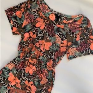 H&M tropical animal print tie front coverup/dress
